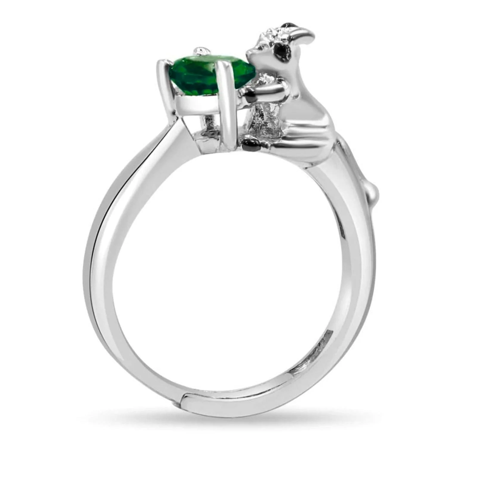 Australian Kangaroo Dark Green 925 Silver Ring With Blue AD - Image 2