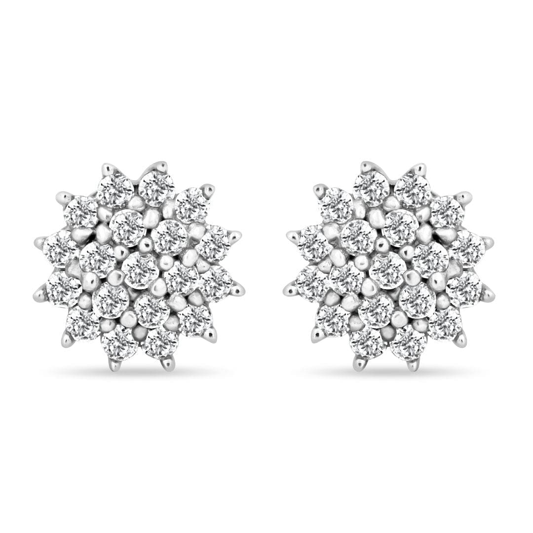 Zarkan Beauty Floral Silver Studs - Image 2