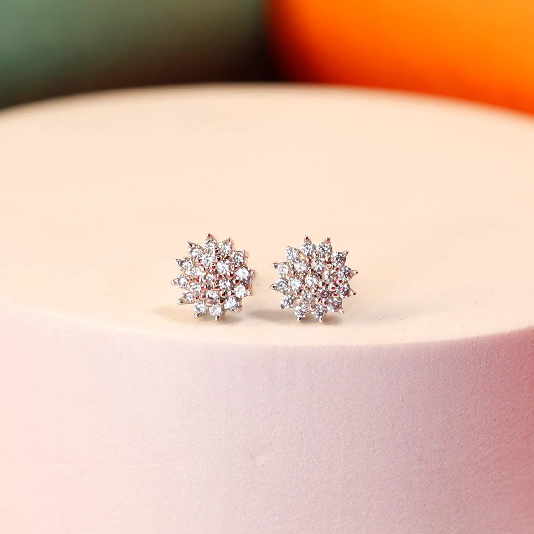 Zarkan Beauty Floral Silver Studs - Image 3