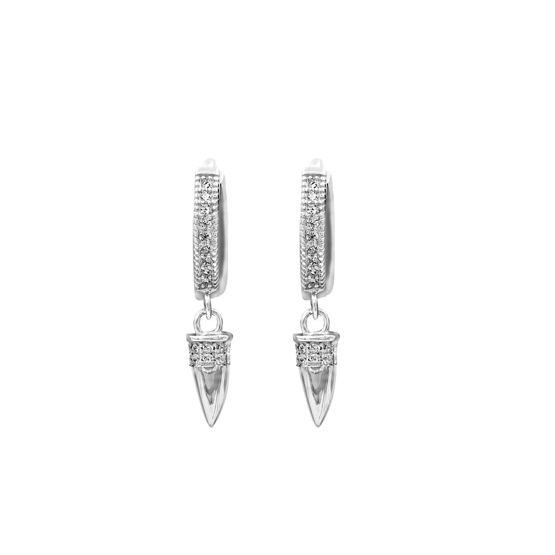 Zarkan Bullet Style Hoop Pure Silver Earing - Image 3