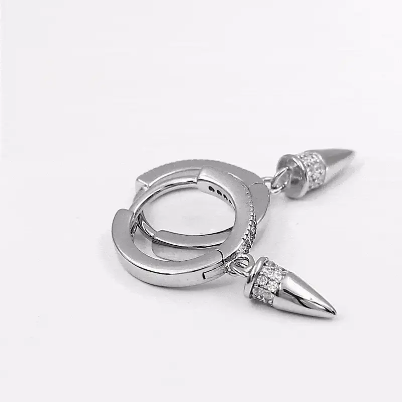 Zarkan Bullet Style Hoop Pure Silver Earing - Image 4