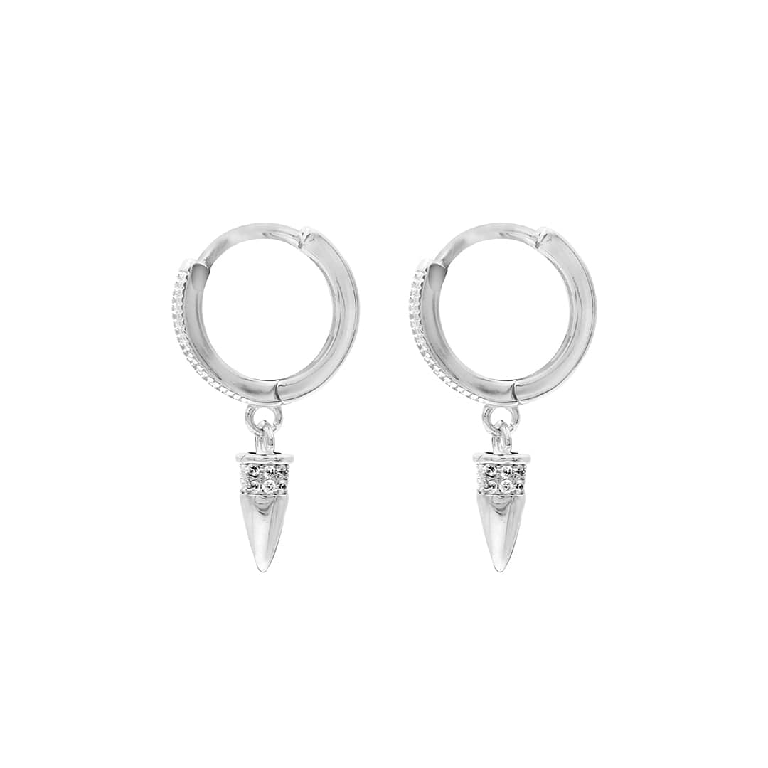 Zarkan Bullet Style Hoop Pure Silver Earing - Image 5