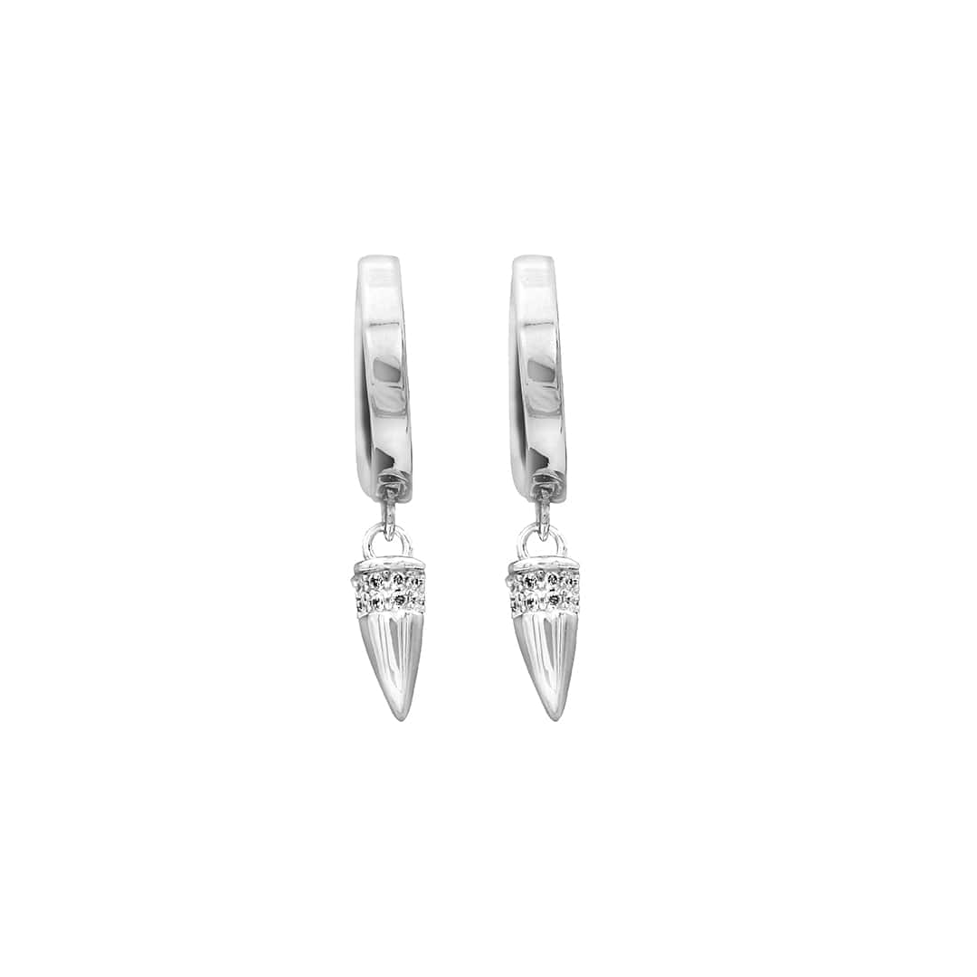 Zarkan Bullet Style Hoop Pure Silver Earing - Image 6