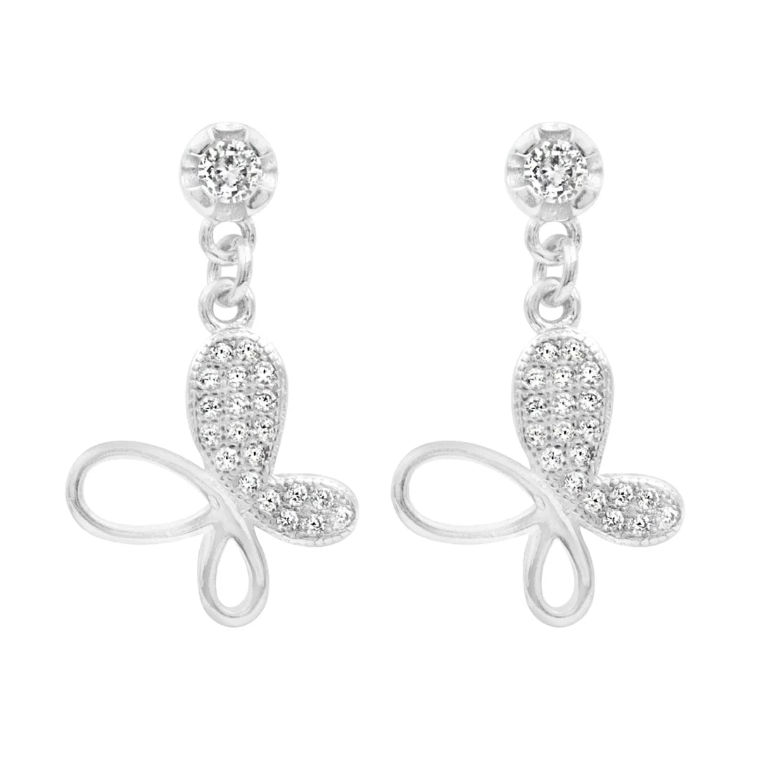 Zarkan Buttetfly Silver Drop Studs - Image 3