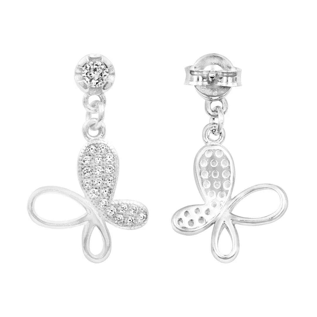 Zarkan Buttetfly Silver Drop Studs - Image 4