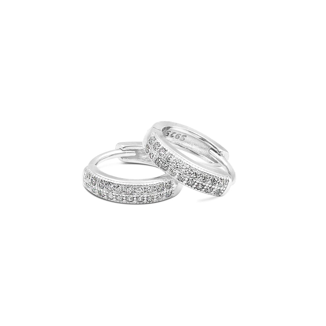Zarkan Cute Double Line Solid Pure Silver Earring - Image 4