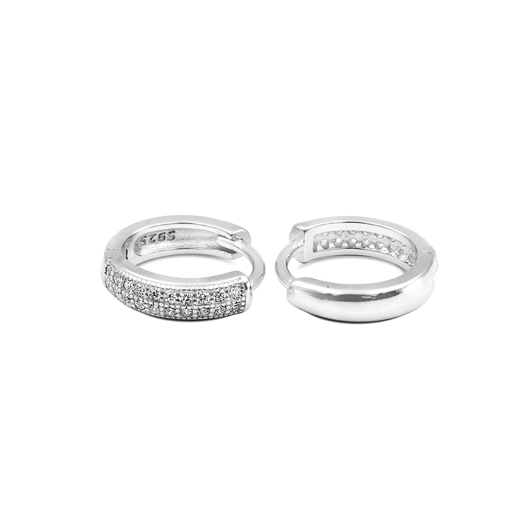 Zarkan Cute Double Line Solid Pure Silver Earring - Image 5