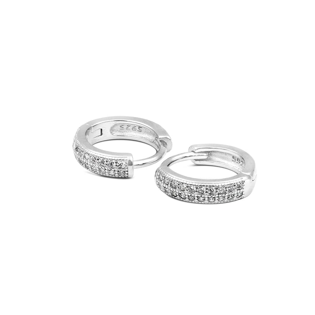 Zarkan Cute Double Line Solid Pure Silver Earring - Image 6