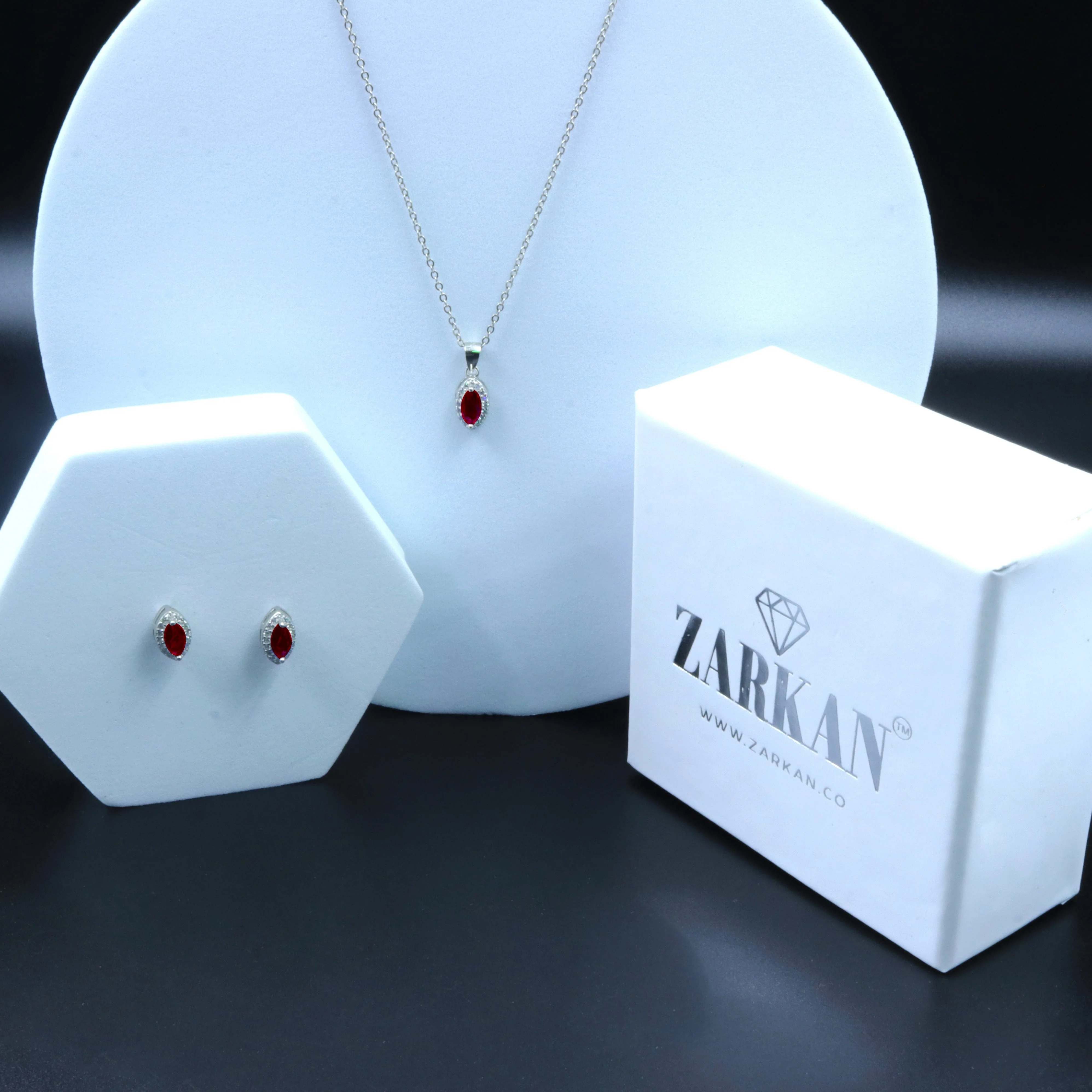 Zarkan Eye of The Queen Red Silver Jewelry Set - Image 6