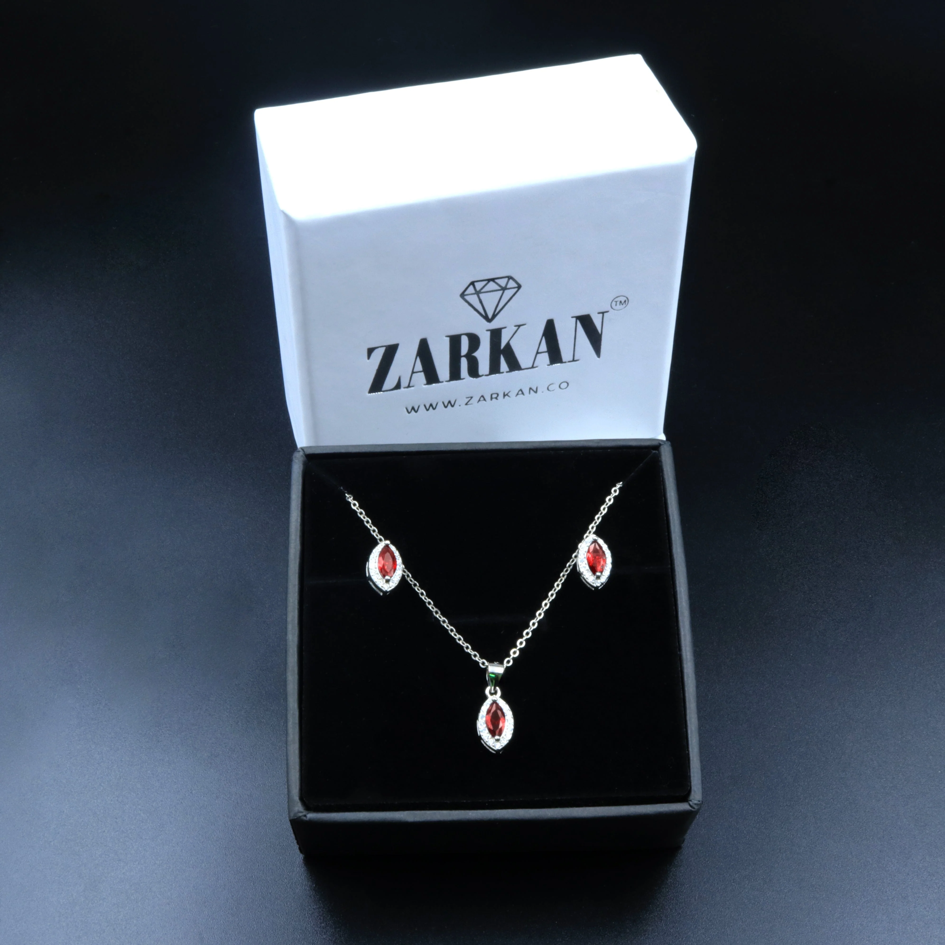 Zarkan Eye of The Queen Red Silver Jewelry Set - Image 7