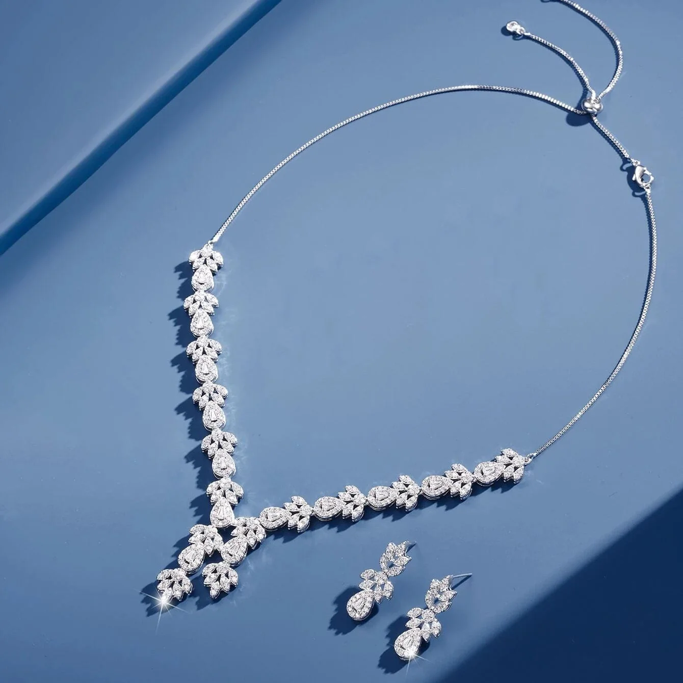 Hallmark Silver American Diamond Wedding Party Jewelry Set - Image 2