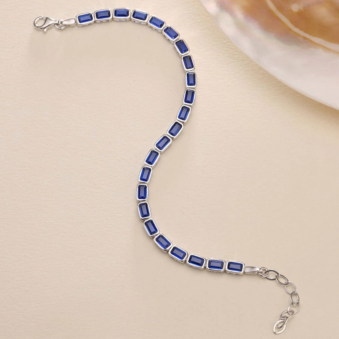 Hallmark Silver Blue Baguette Stone Waterway Bracelet - Image 3