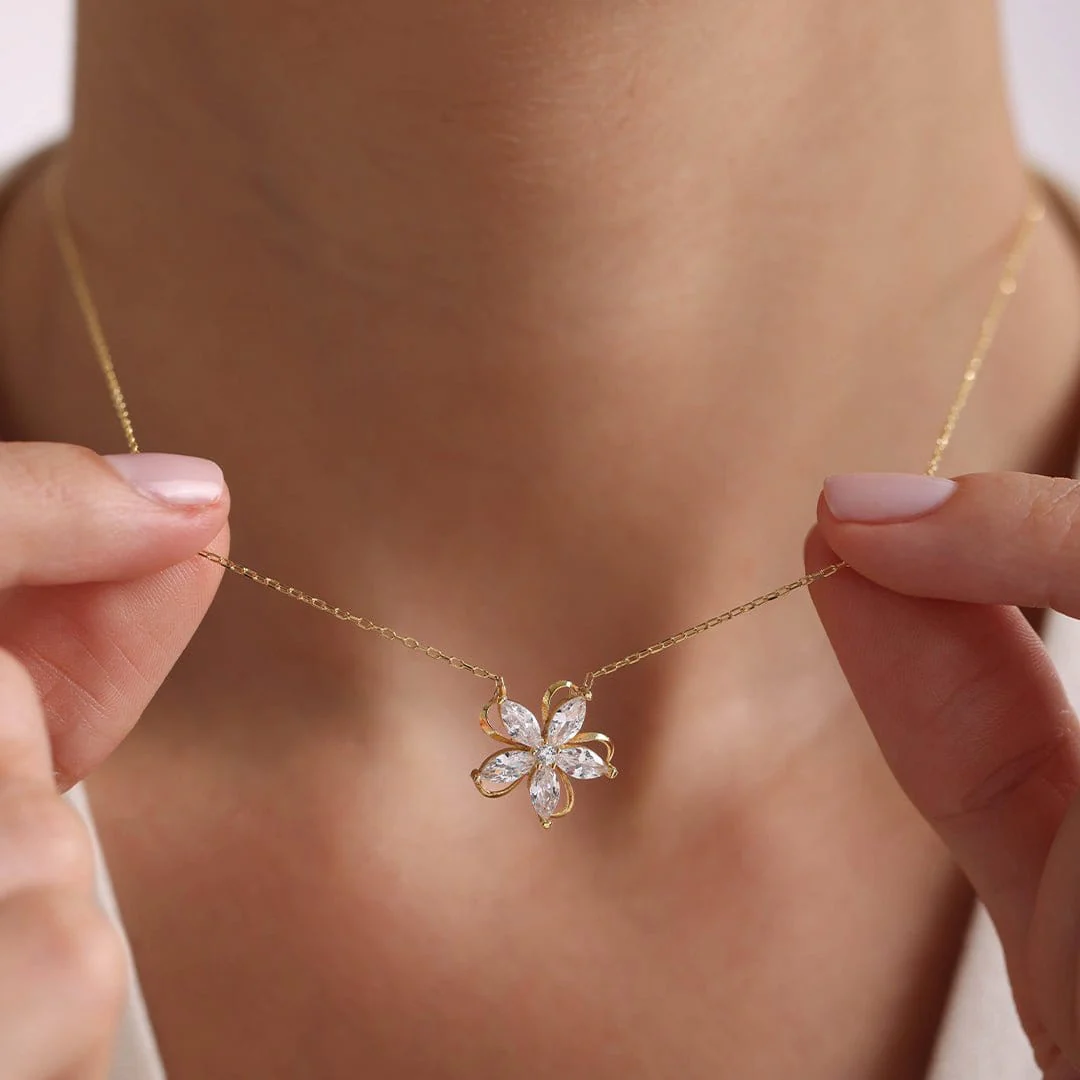Hallmark Silver Gold Plated Camellia Flower Necklace - Image 2