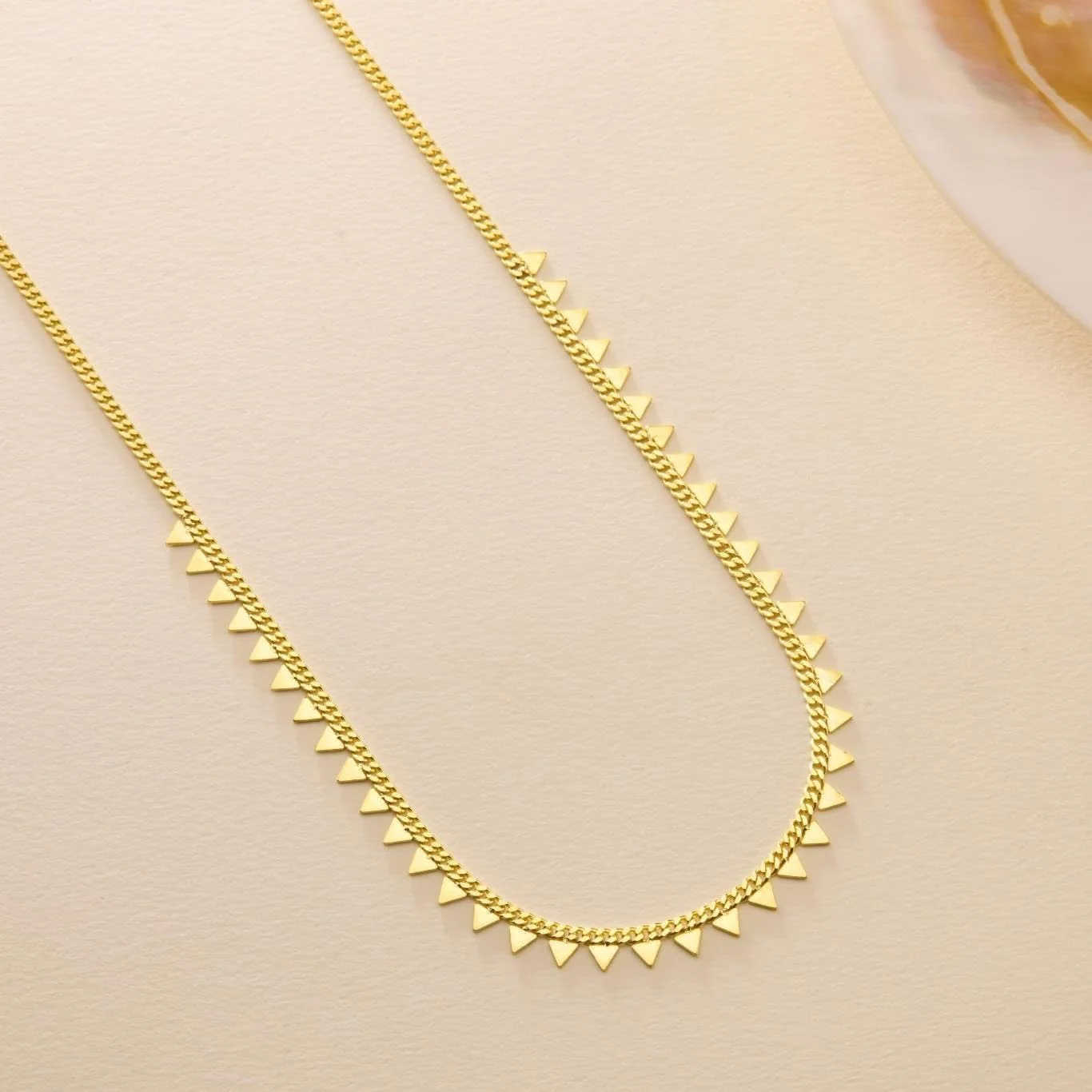 Hallmark Silver Gold Plated Gourmet Chain Minimalist Triangle Necklace - Image 2