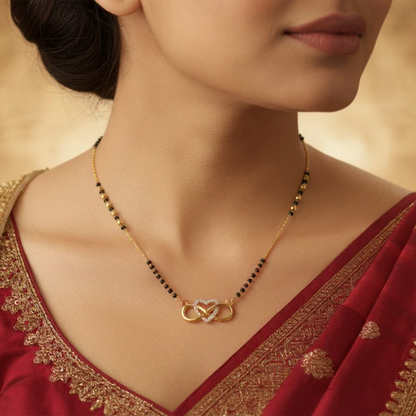 Hallmark Silver Gold Plated Infinity Love Mangalsutra - Image 2