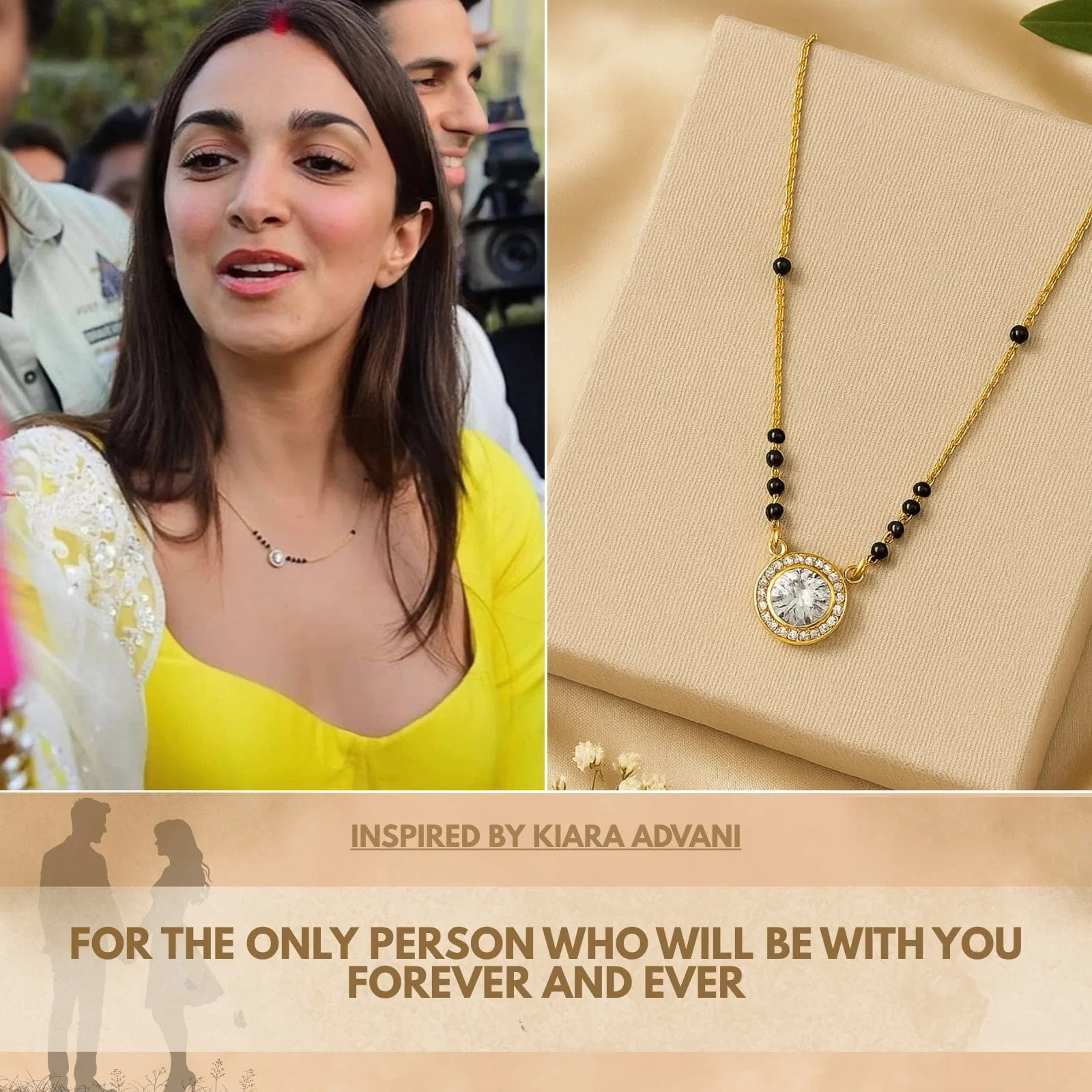 Hallmark Silver Gold Plated Mangalsutra Inspired By Kiara Advani - Image 3