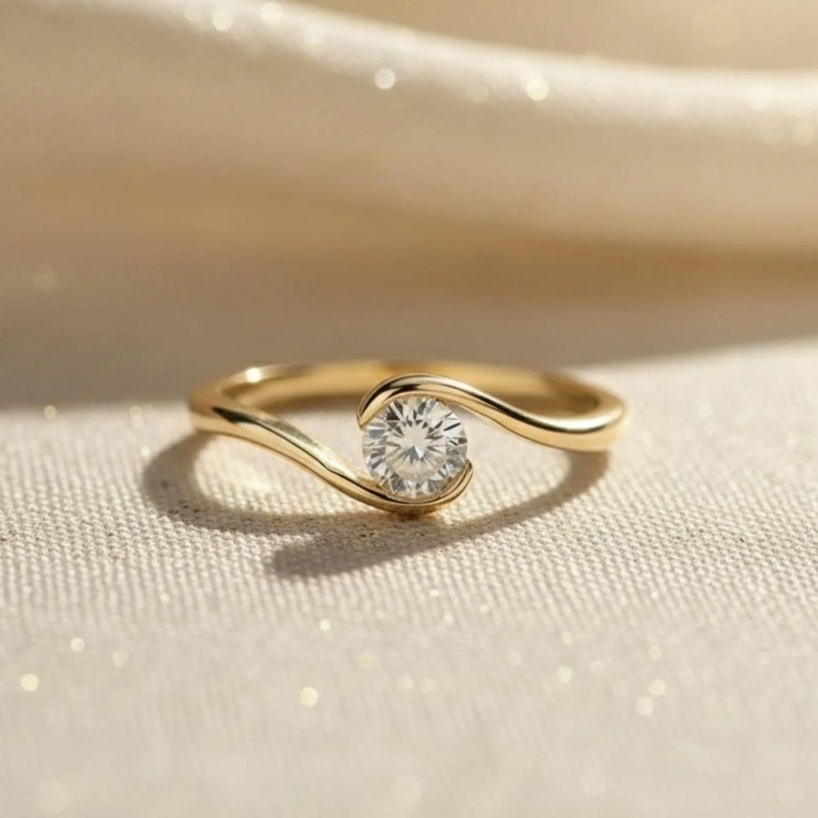 Hallmark Silver Golden Embrace Solitaire Ring