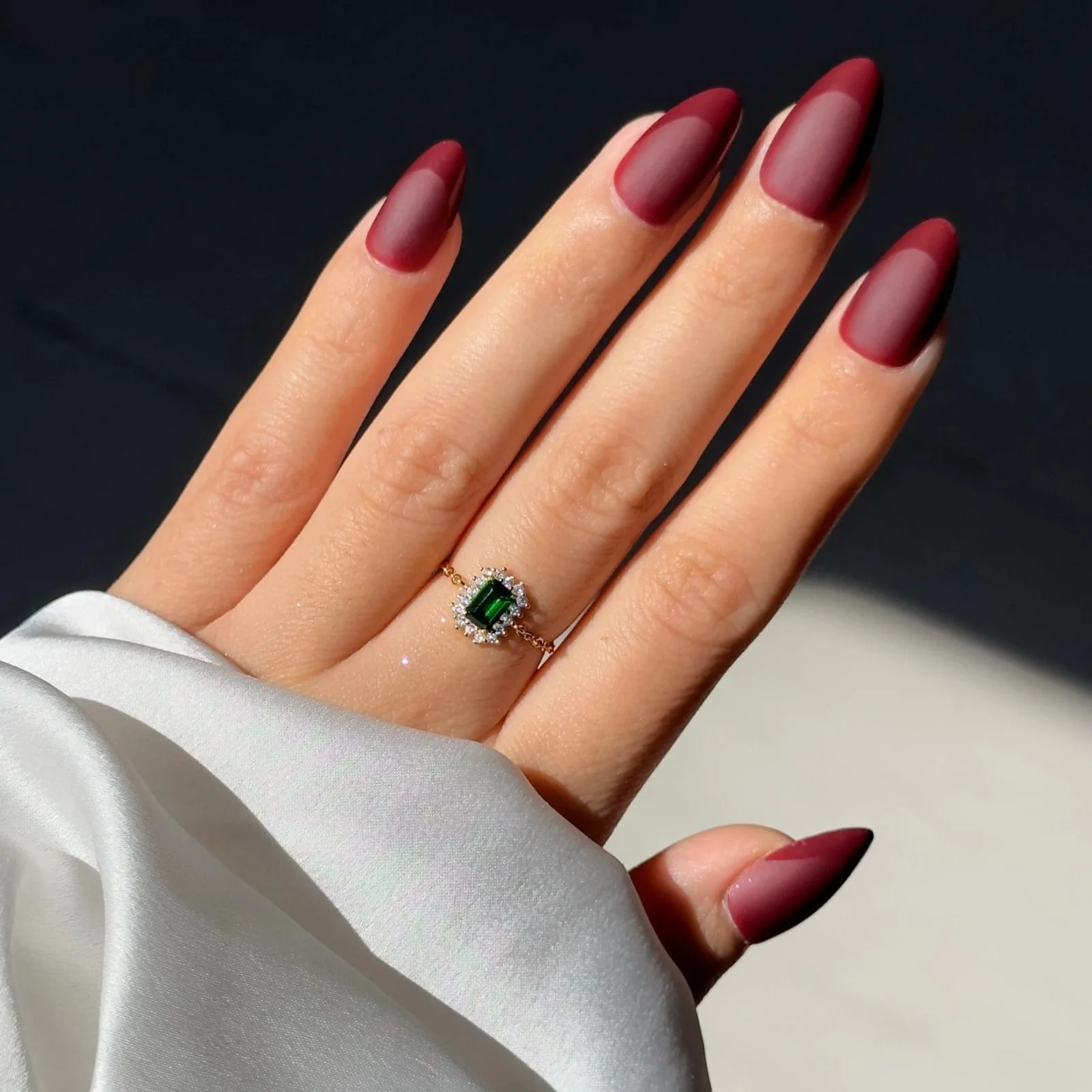 Hallmark Silver Green Vintage Halo Gold Plated Chain Ring - Image 2