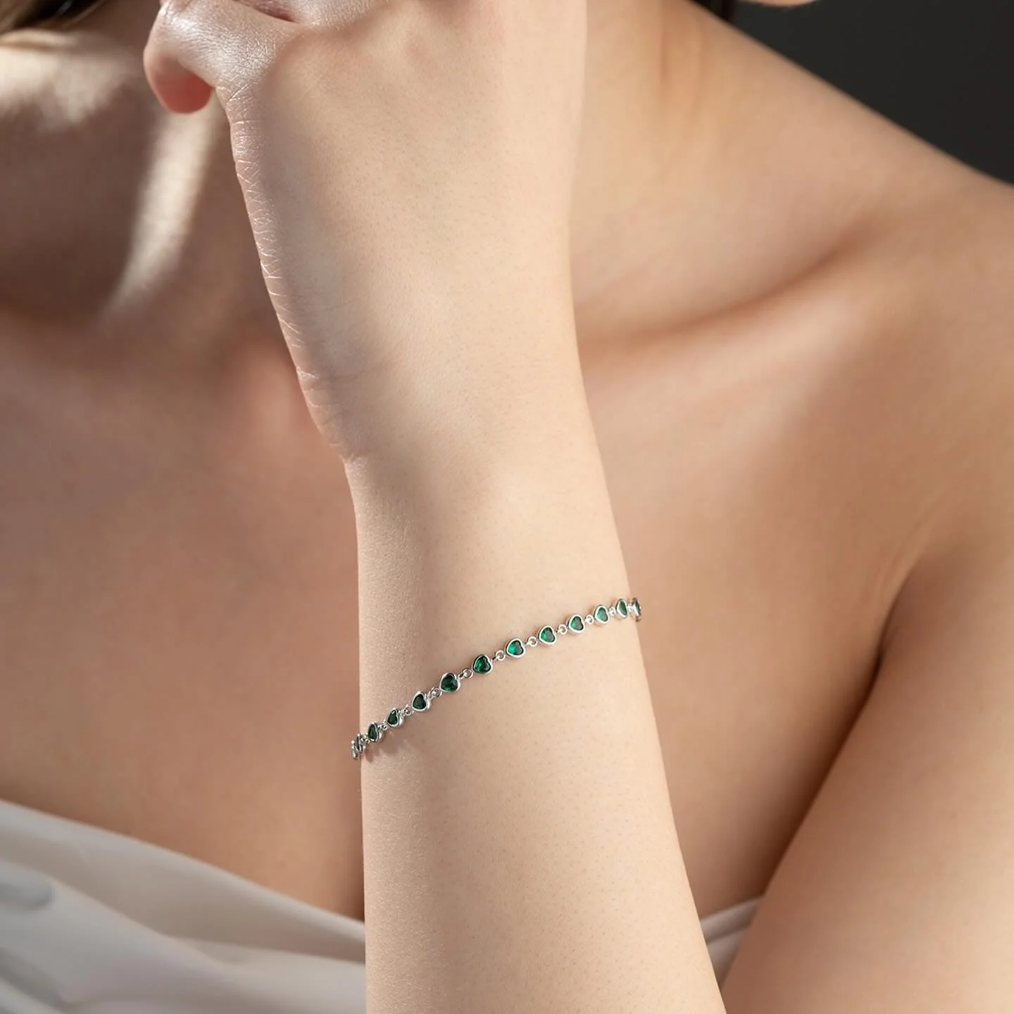 Hallmark Silver Little Green Heart Bracelet