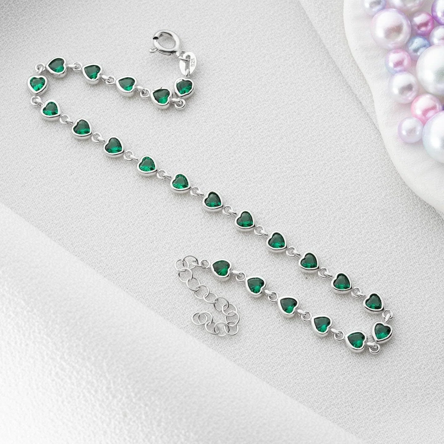Hallmark Silver Little Green Heart Bracelet - Image 3