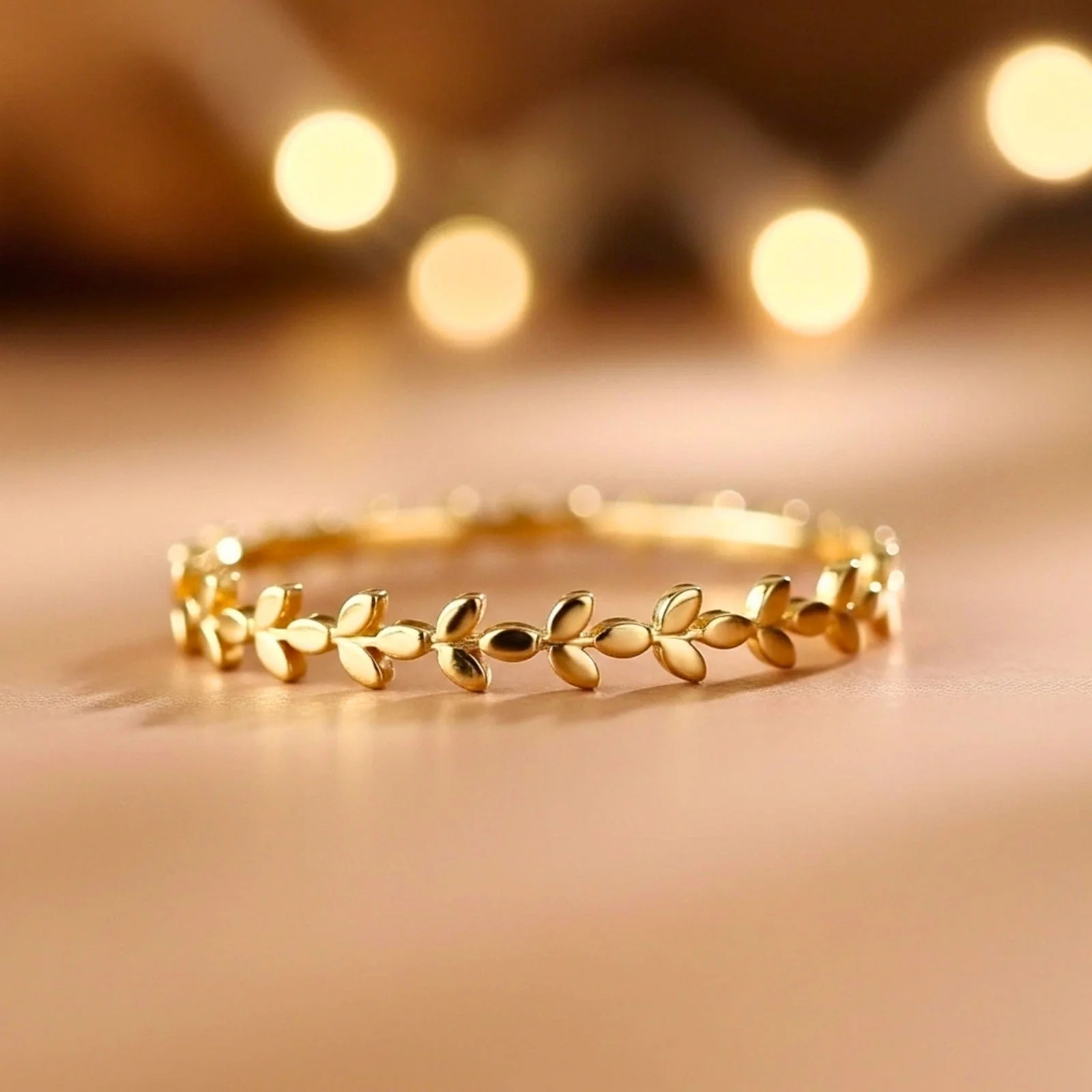 Hallmark Silver Minimal Gold Leaf Ring