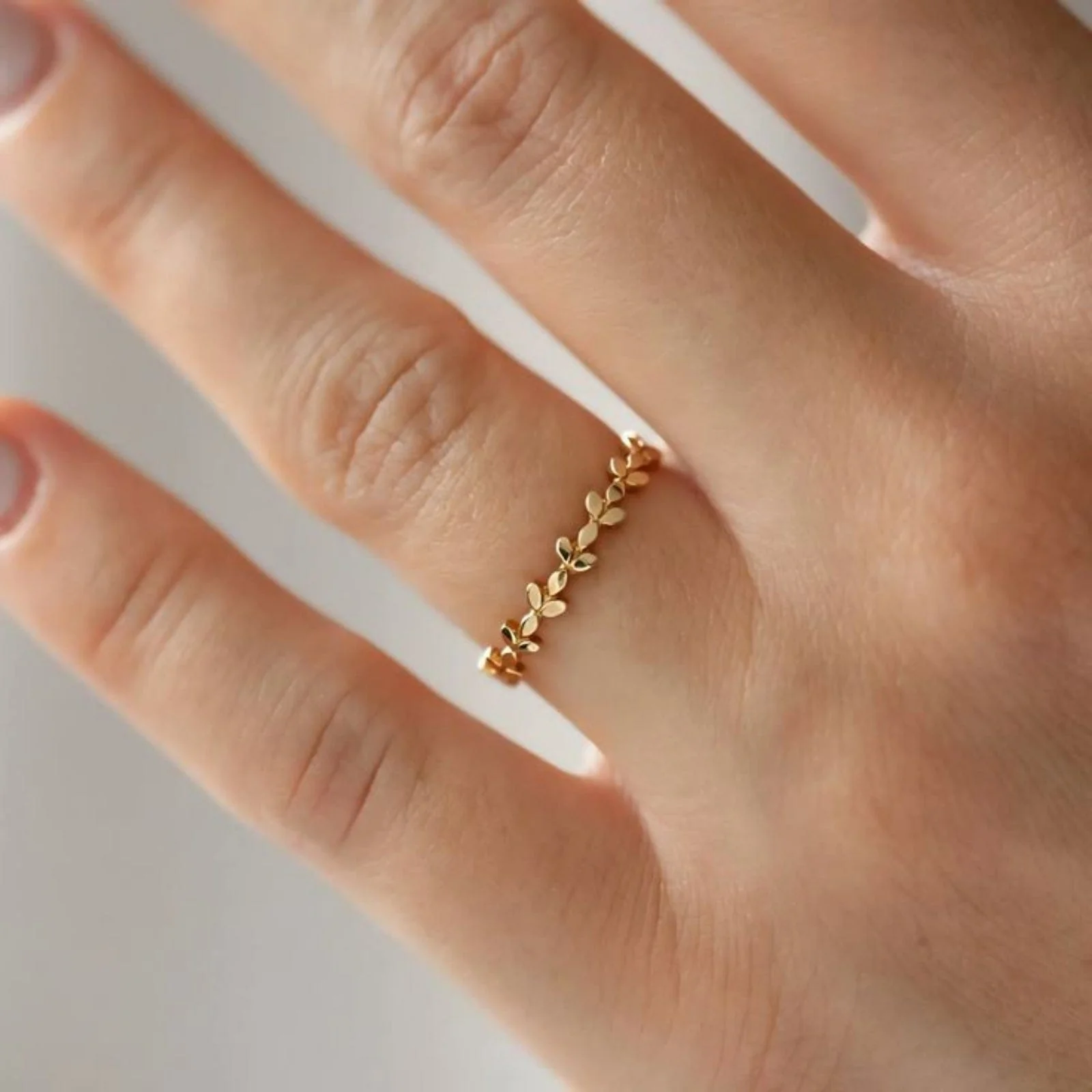 Hallmark Silver Minimal Gold Leaf Ring - Image 2