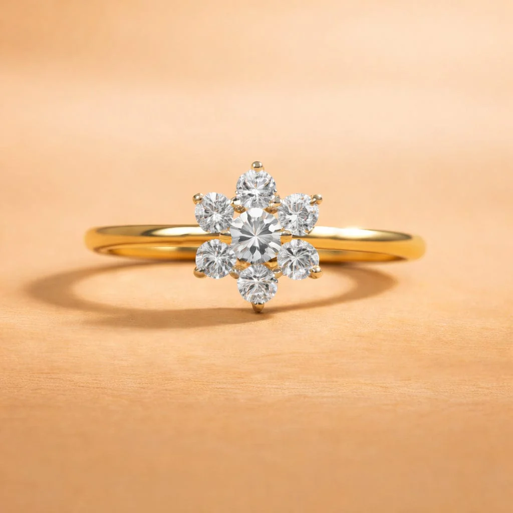 Hallmark Silver Minimal Sunflower Gold Plated Ring