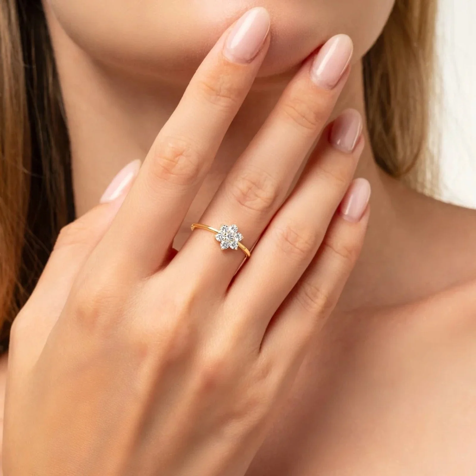 Hallmark Silver Minimal Sunflower Gold Plated Ring - Image 2