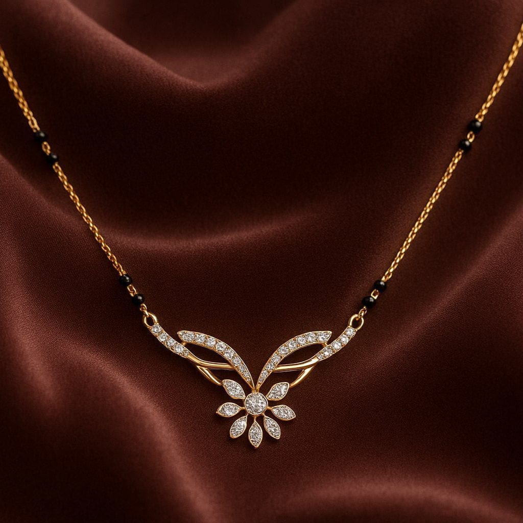 Hallmark Silver Morden Stunning Flower Gold Plated Mangalsutra - Image 2