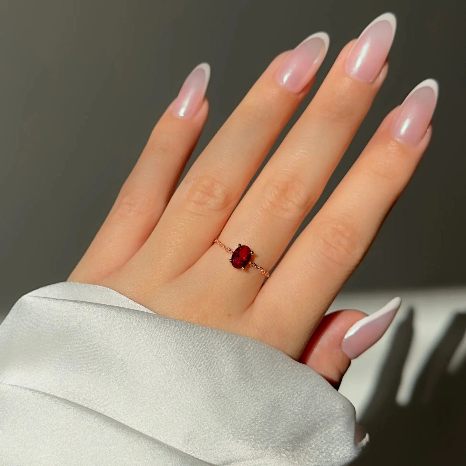 Hallmark Silver Oval Red Self Love Gold Plated Chain Ring