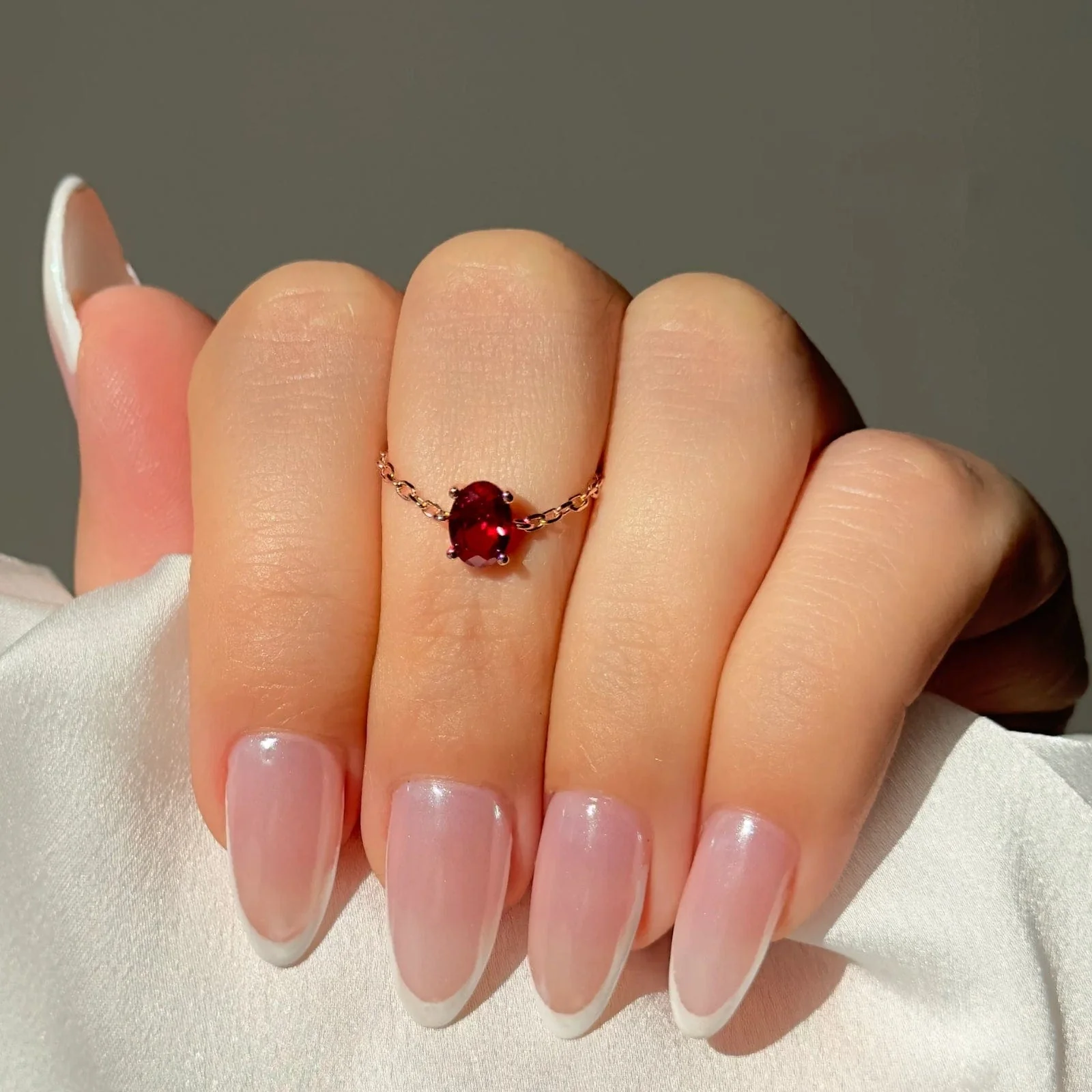 Hallmark Silver Oval Red Self Love Gold Plated Chain Ring - Image 2