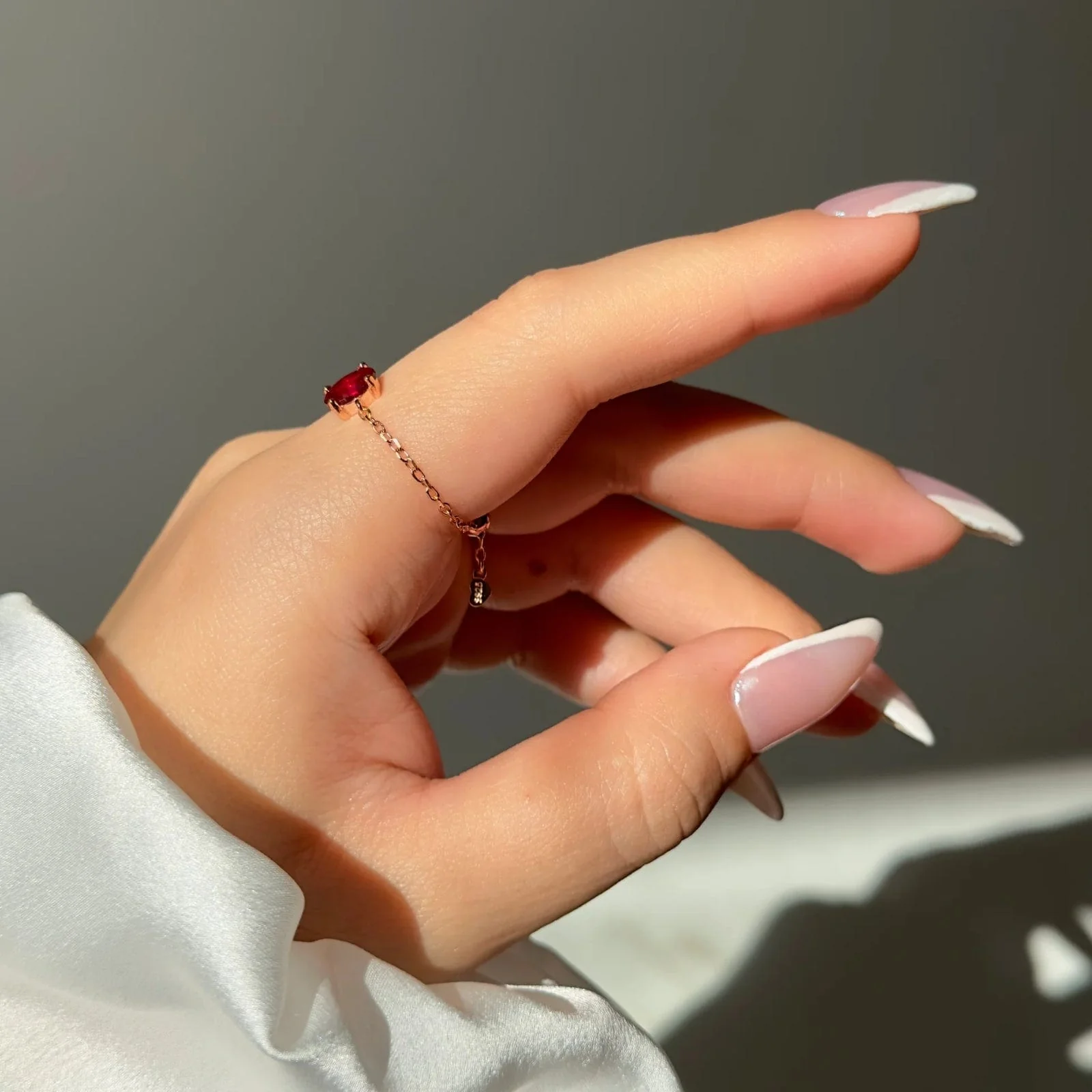 Hallmark Silver Oval Red Self Love Gold Plated Chain Ring - Image 3