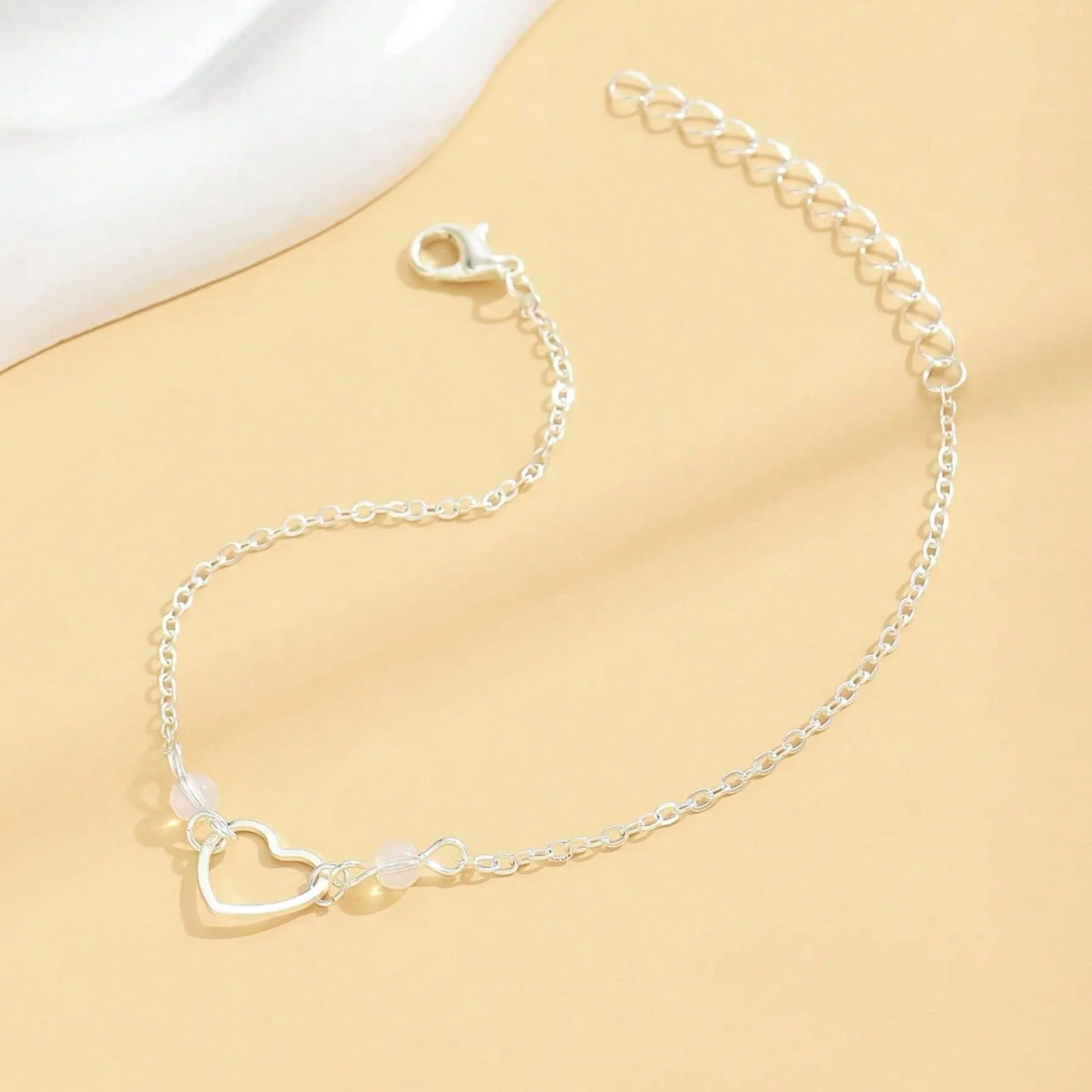 Hallmark Silver Pearl Heart Anklet For Women - Image 2