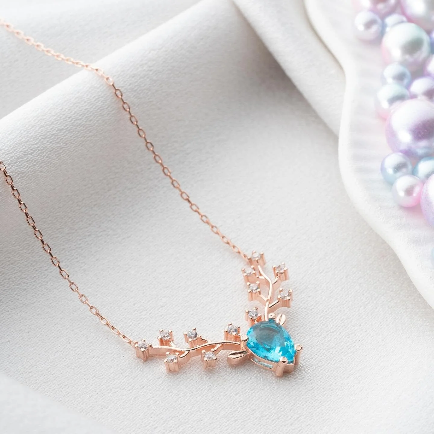 Hallmark Silver Rose Gold Plated Reindeer Necklace - Image 2