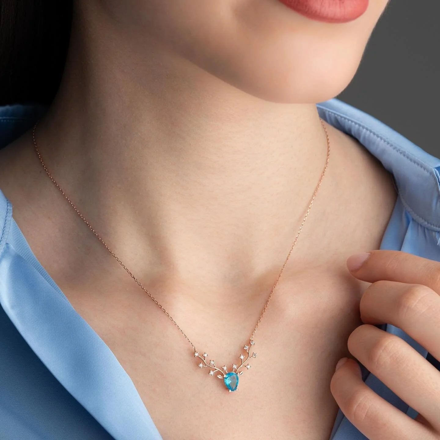 Hallmark Silver Rose Gold Plated Reindeer Necklace - Image 3
