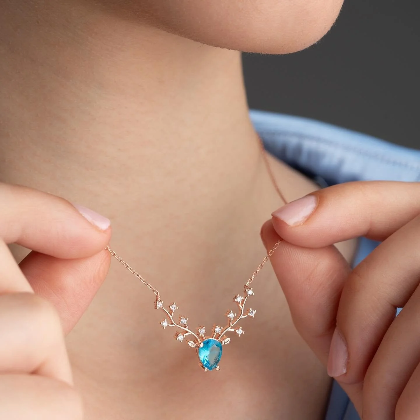 Hallmark Silver Rose Gold Plated Reindeer Necklace - Image 4