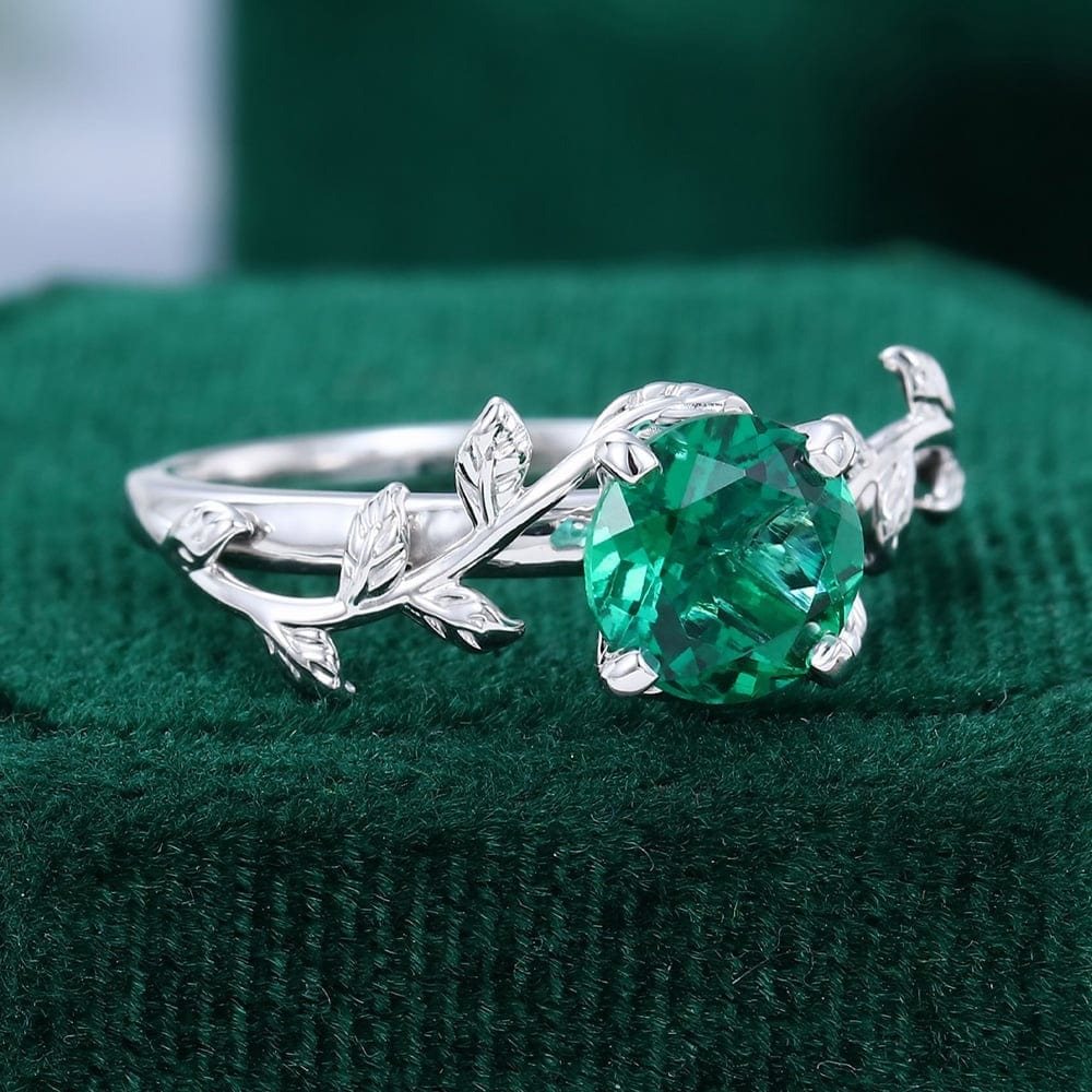 Hallmark Silver Round Cut Lab Emerald Promise Ring - Image 3