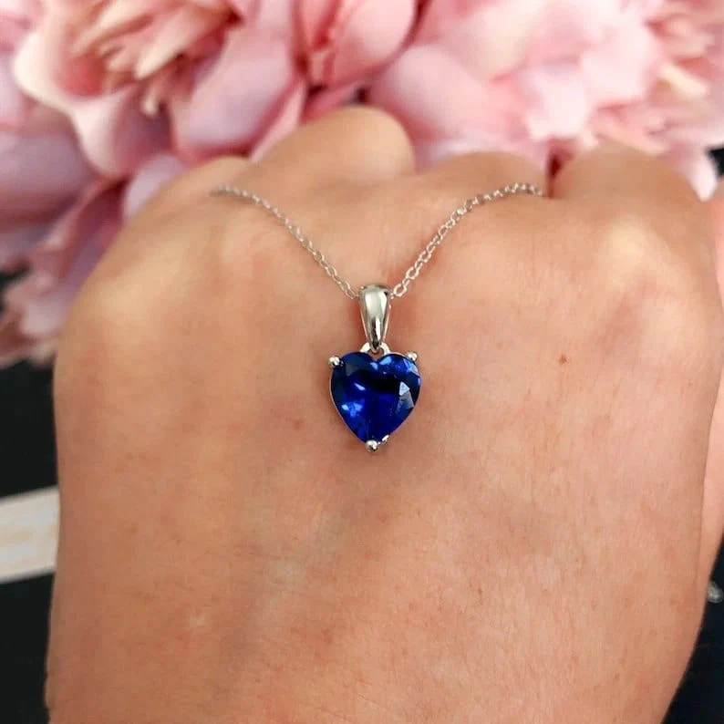 Hallmark Silver Sapphire Heart Pendant - Image 3