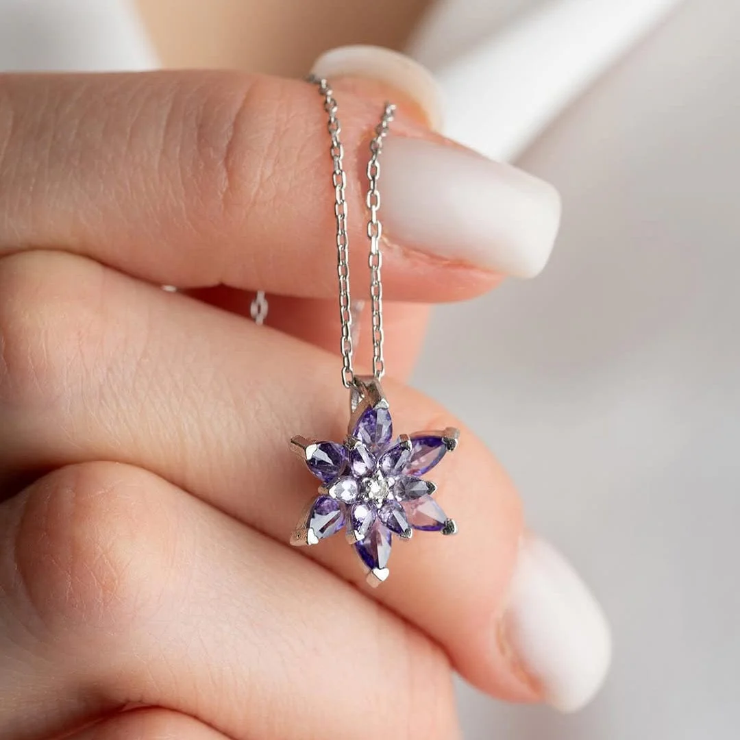 Hallmark Silver Sterling Purple Lotus Flower Necklace - Image 2