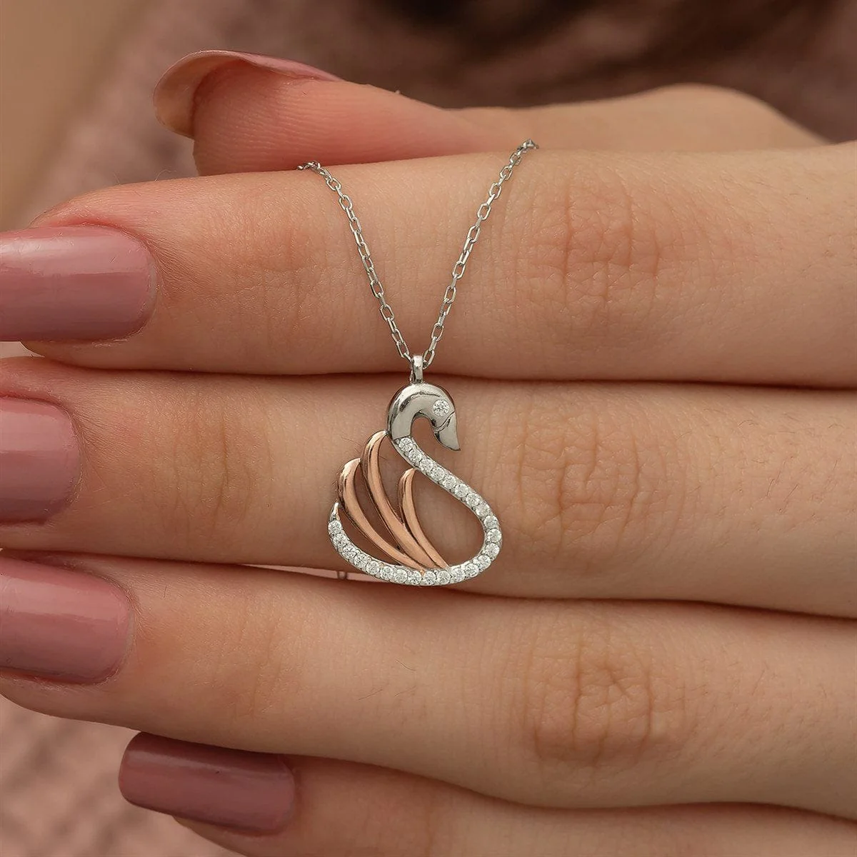 Hallmark Silver Swan Pendant Necklace for Women