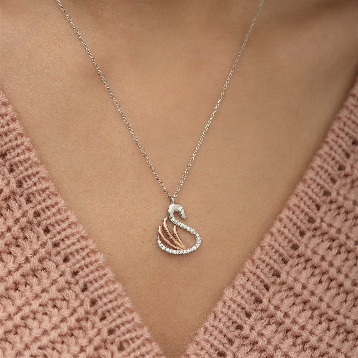 Hallmark Silver Swan Pendant Necklace for Women - Image 2