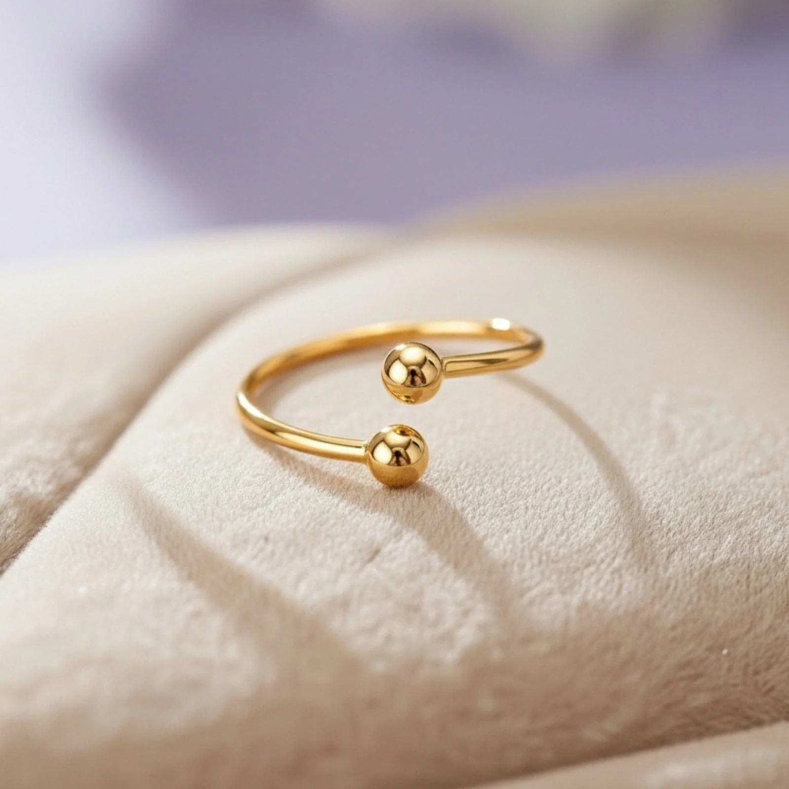 Hallmark Silver Twin Dot Minimal Gold Plated Ring - Image 2