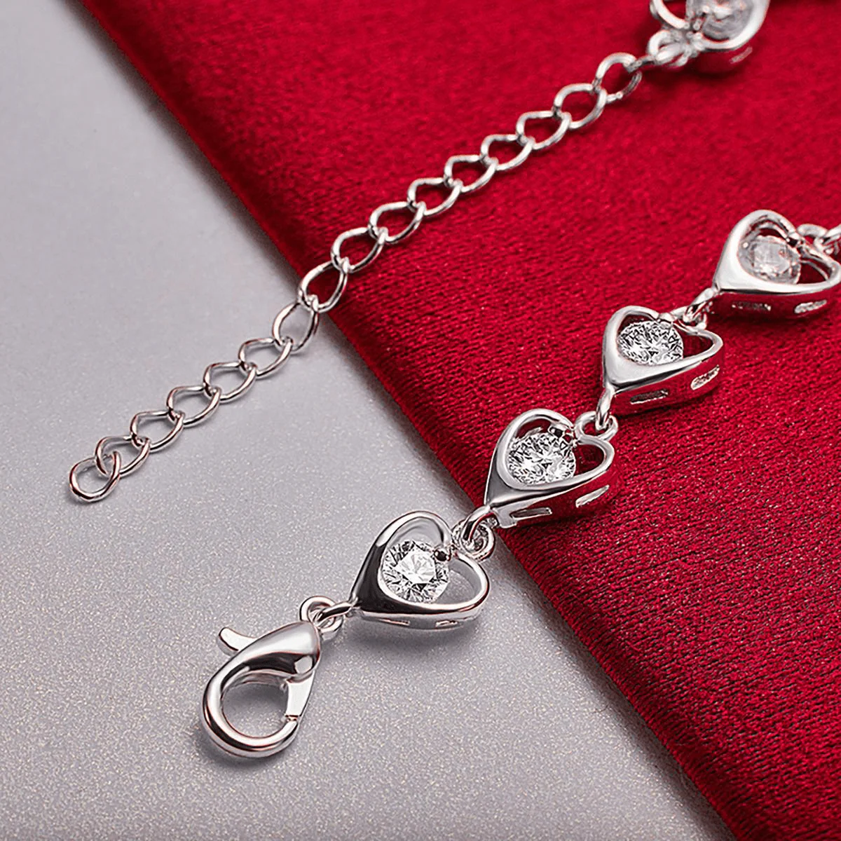 Hallmark Sterling Silver American Diamond Heart Bracelet - Image 3