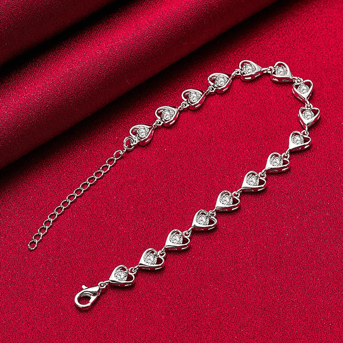 Hallmark Sterling Silver American Diamond Heart Bracelet - Image 4