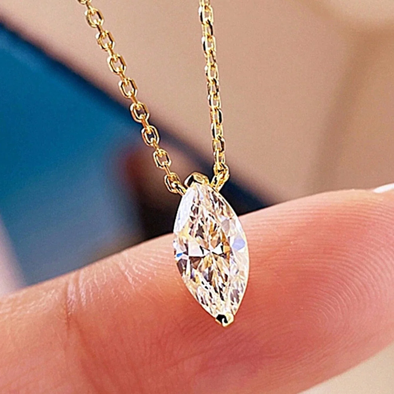Hallmarked Silver Oval Cut AD Pendant With Chain With Gold Plating - Image 4