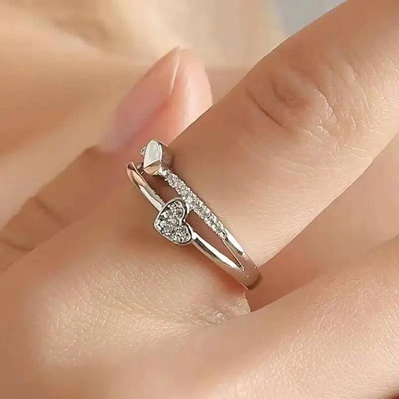 Hearts Of Love Pure Silver AD Ring