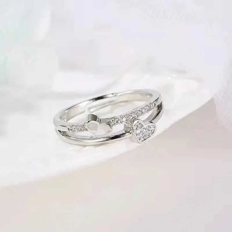 Hearts Of Love Pure Silver AD Ring - Image 2