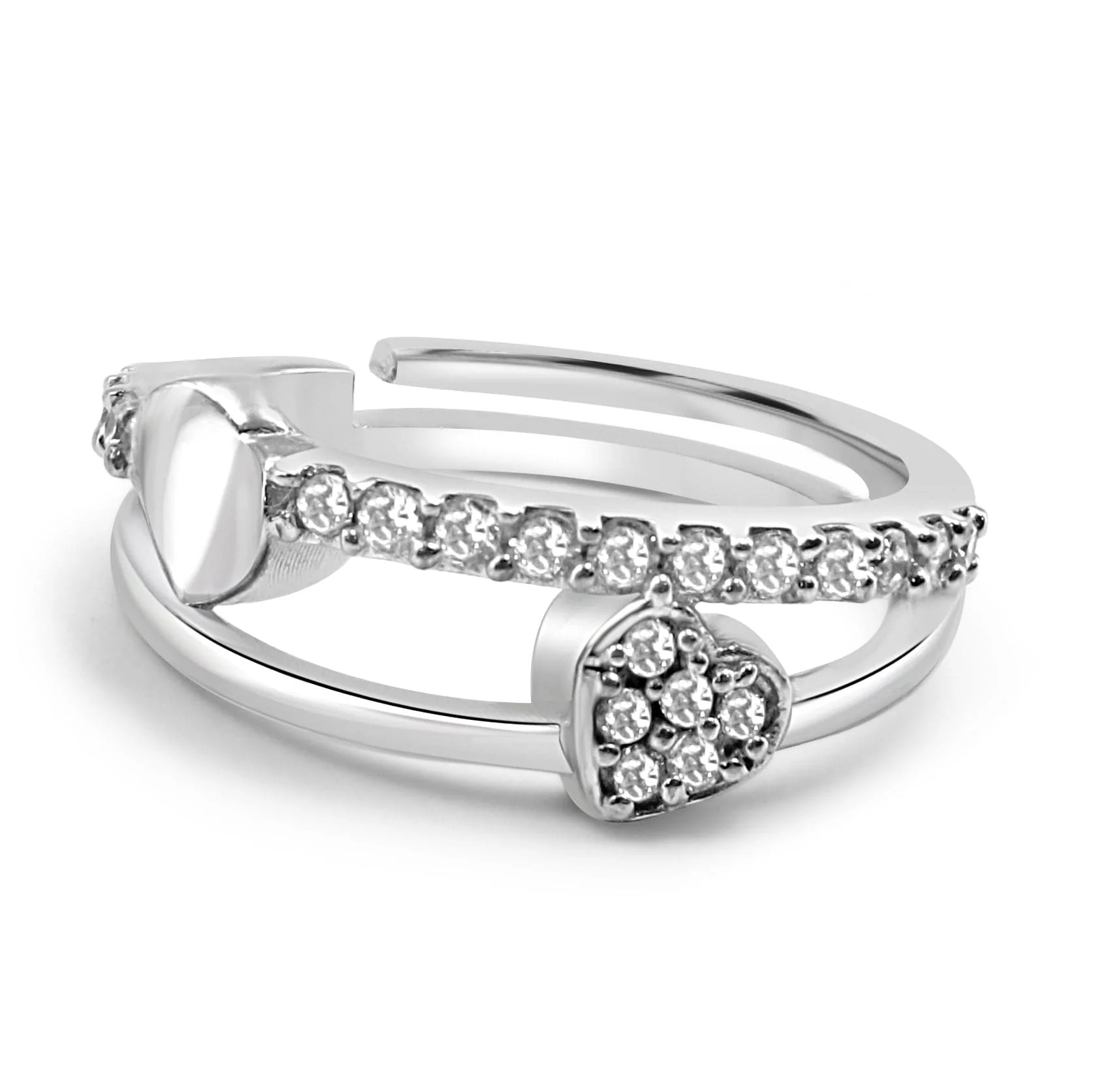 Hearts Of Love Pure Silver AD Ring - Image 4