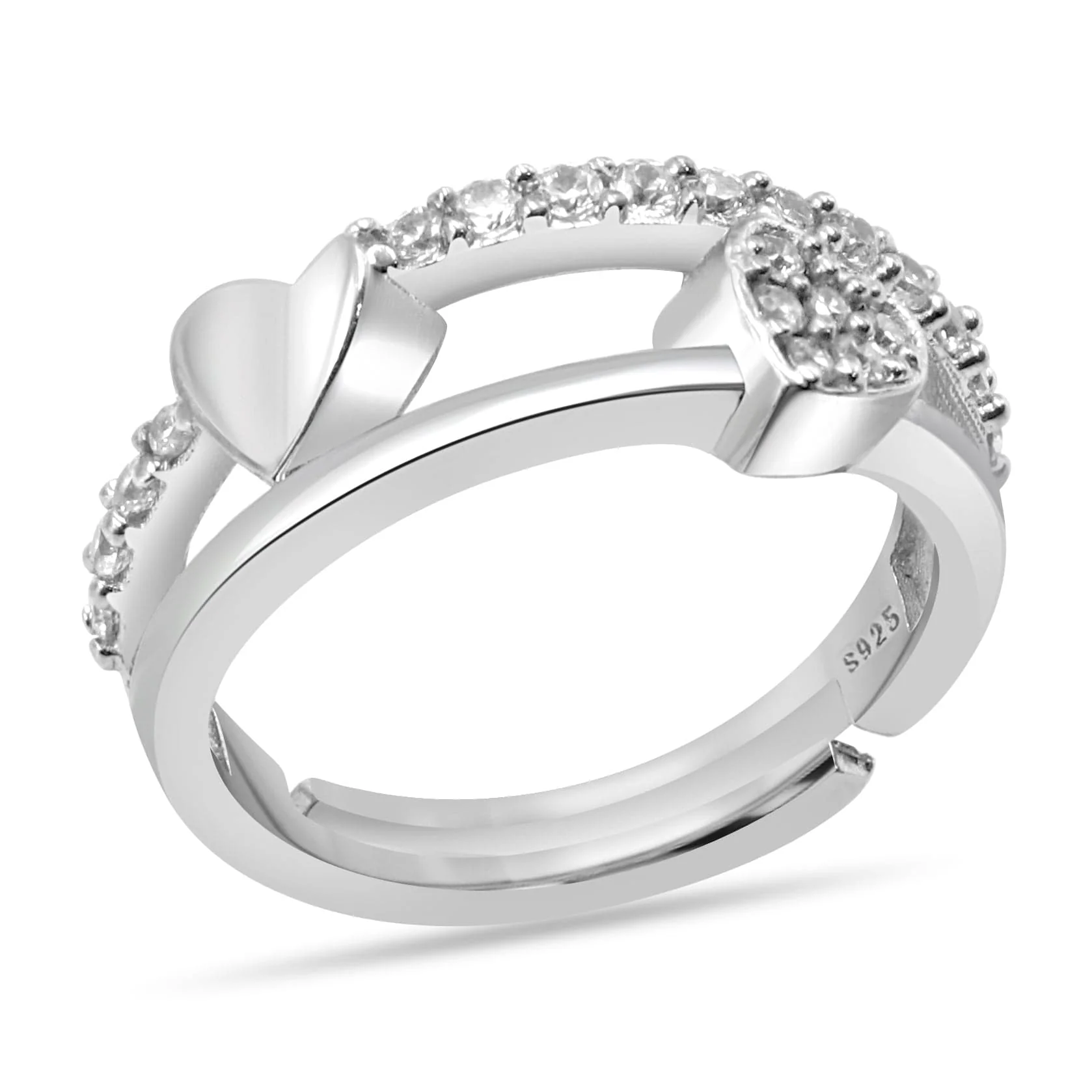 Hearts Of Love Pure Silver AD Ring - Image 5
