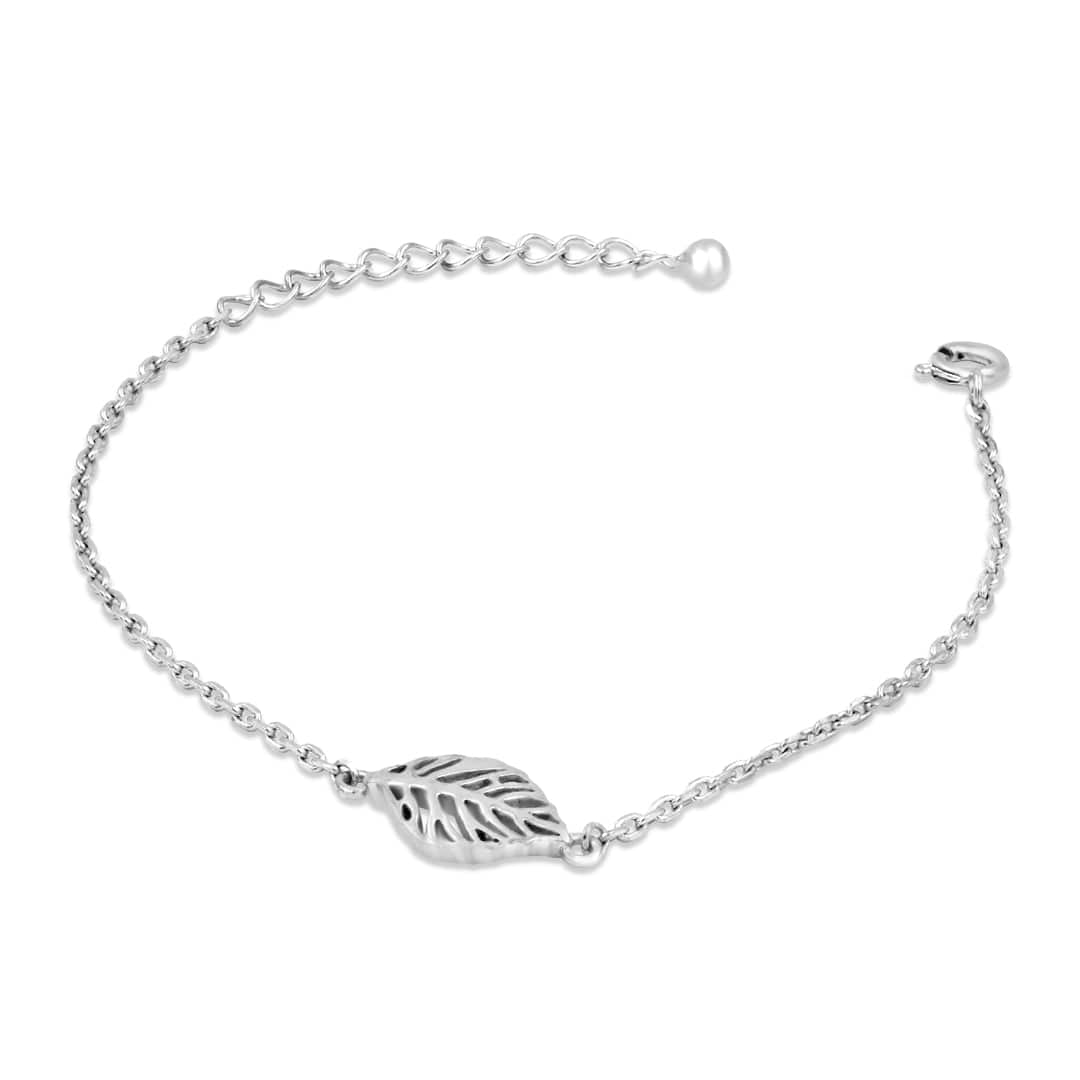 Zarkan Leaf Cut Linear Silver Bracelet - Image 3